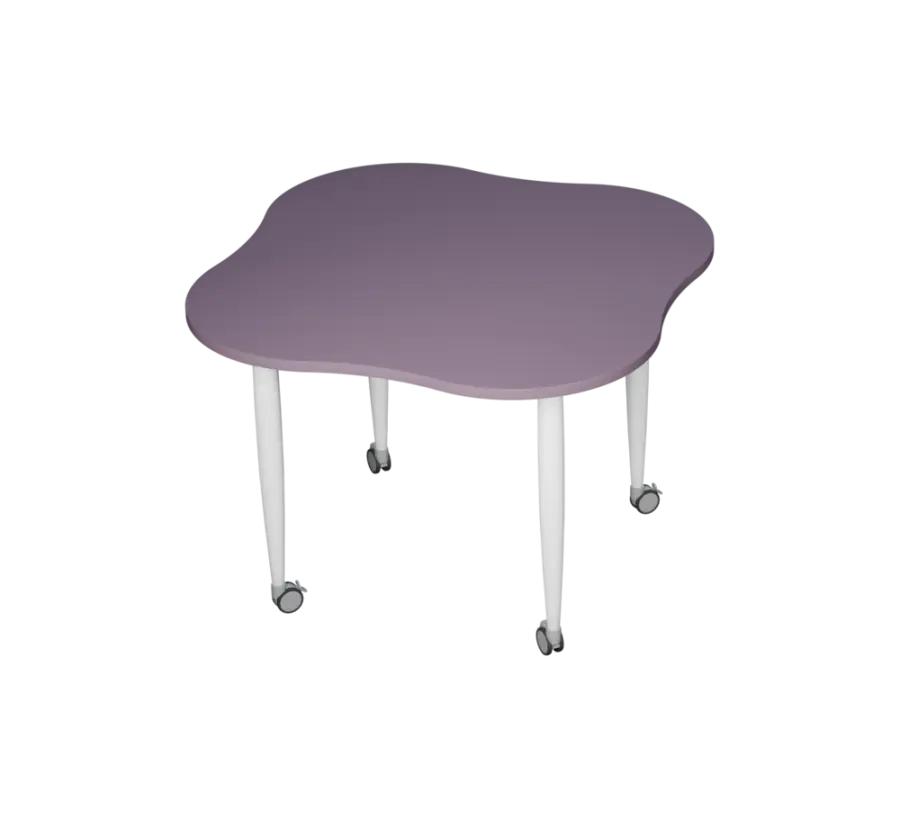 PLAYFORM 225 K modulární hravé stoly, mobilní, výška 750 mm, kovová podnož bílá, deska 25 mm, šeříko